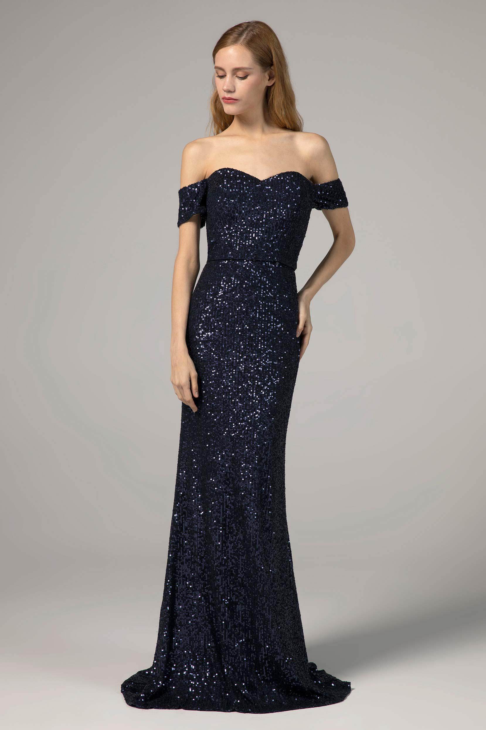 Trumpet-Mermaid Floor Length Sequined Dress CS0290 - COCOMELODY